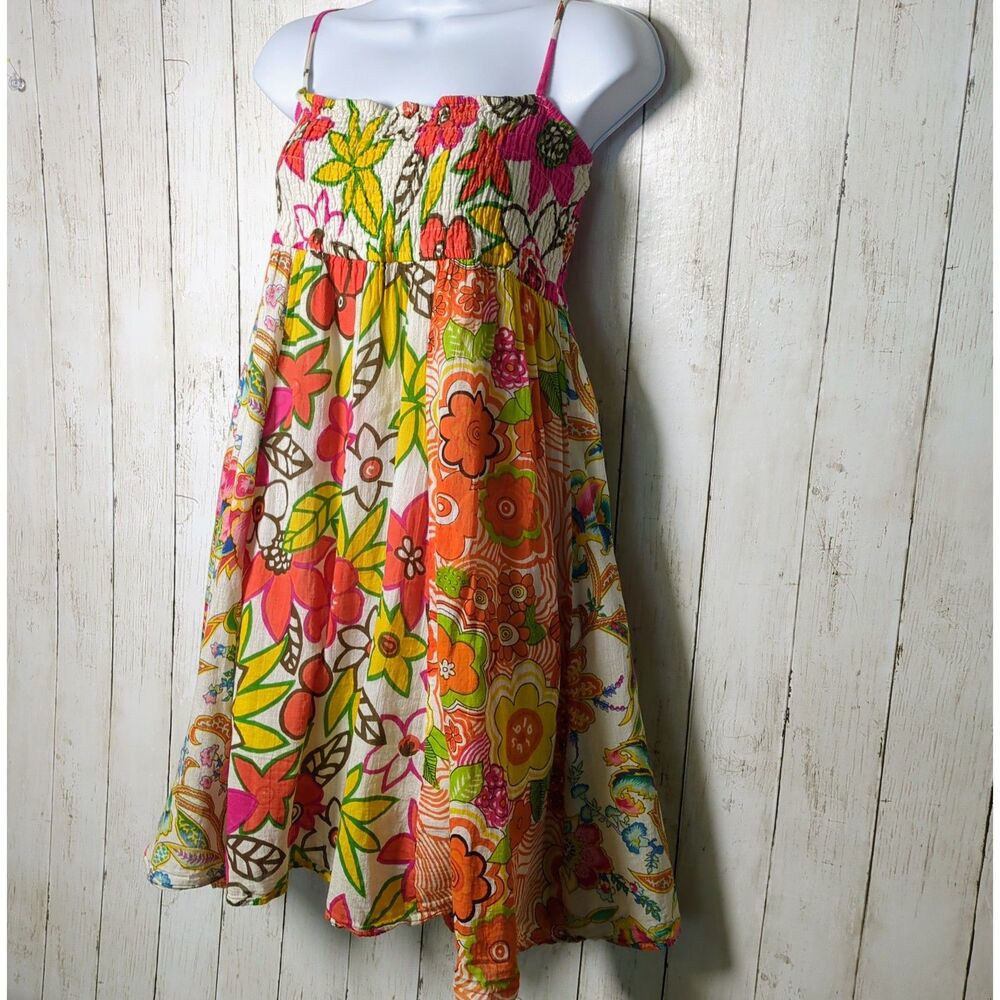 Vintage Patchwork Floral Babydoll Whimsical Dress Cotton Gauze Boho 70s M